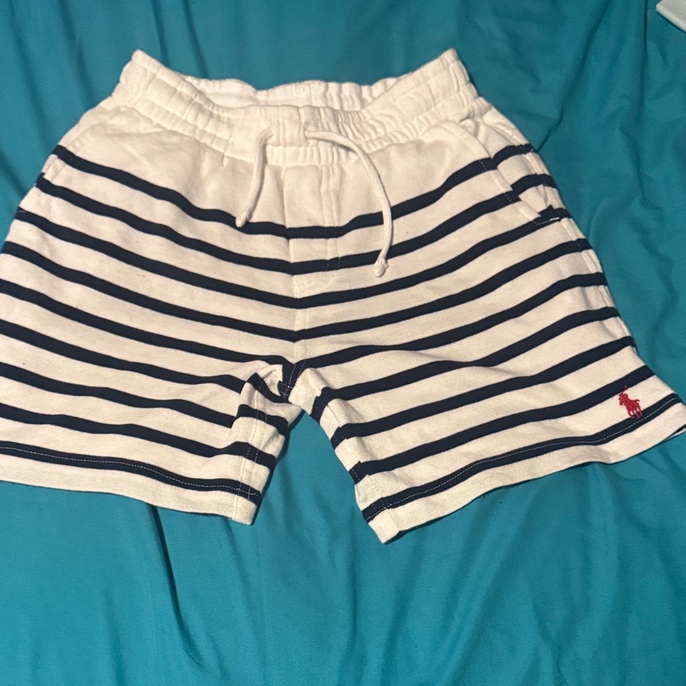 Polo by Ralph Lauren White and Navy Striped Kids Shorts